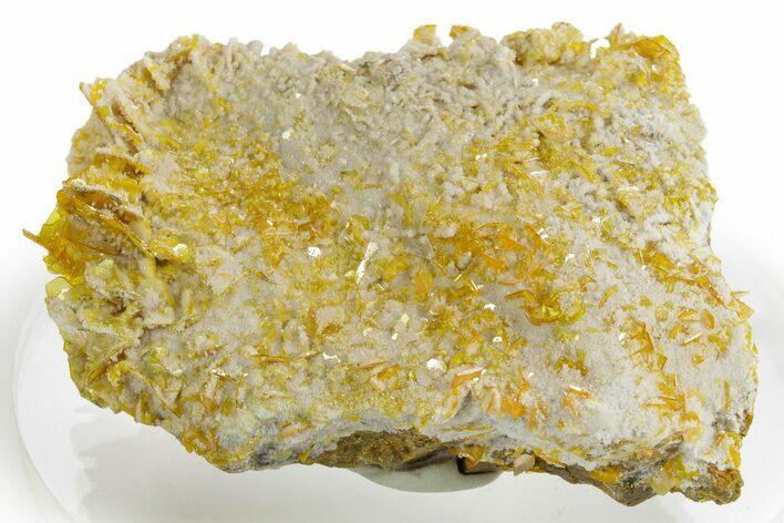 Bright Yellow Wulfenite on Calcite - Iran #375743
